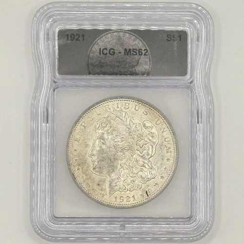 1921 Morgan Silver Dollar $1 ICG Certified MS62 With Toning - Free Shipping!