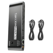 For 2 Computer 1 Monitor 2 In 1 Out 100W 8K Type C KVM Switcher Splitter