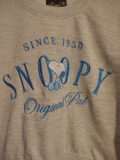 Peanuts Snoopy Embroidered Logo Gray Pullover Sweatshirt Women's Medium