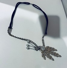 Vintage Rhinestone Leaf Flapper Headband with Pearls