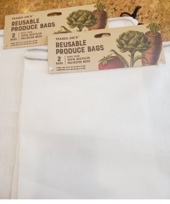 Set of 4 Trader Joe s Reusable Mesh Produce Bags 2 Sizes Environment Friendly