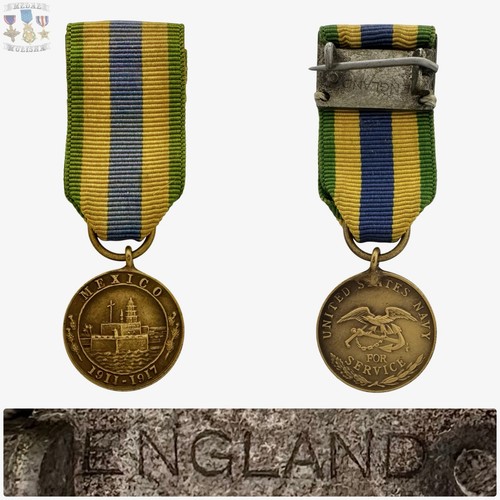 THEATER MADE WWI NAVY MEXICO CAMPAIGN MINIATURE MEDAL “ENGLAND” J.R. GAUNT WW1