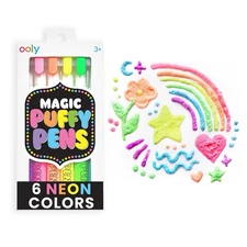 Puffy Paint Neon Gel Pens Set of 6, 3D Foam Texture Painting Magic Puffy Pen,...