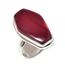 Red Labradorite Gemstone Handmade 925 Sterling Silver Jewelry Ring Size 9 U183