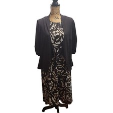 Perceptions New York Womens 2 Piece Dress Black White Floral Size 12