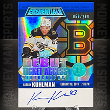 2019-20 Credentials - Karson Kuhlman Rookie RC AUTO #/299 - #RTAA-KA BRUINS MINT