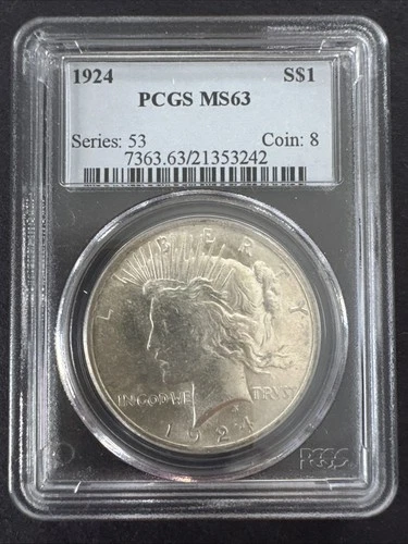 1924 Peace Silver $1 Dollar PCGS MS 63