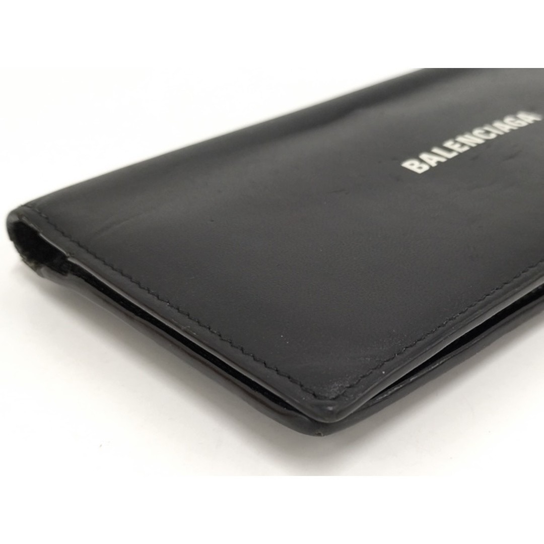 Balenciaga Bifold Long Wallet Logo Leather Black Used SKAI-0 thumbnail 5