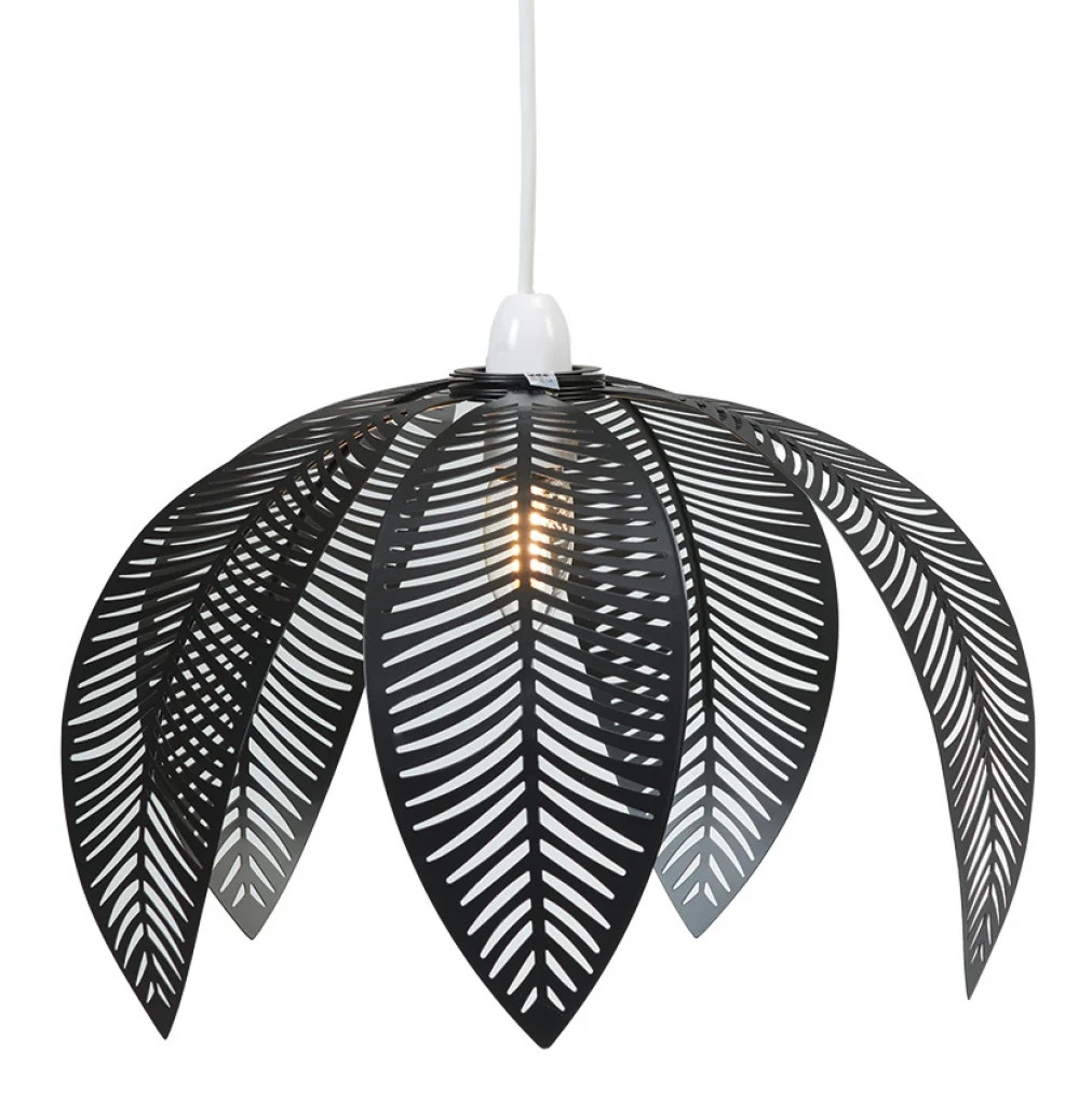 Metal Lampshade Black Palm 350mm Shade Only Oaks Lighting 3112/1 BK
