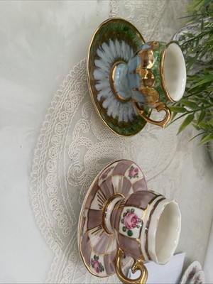 Tasse Porzellan Mocca  Expresso Tassen Kaffe mit Zinnhalter Zinnuntersetzer AF