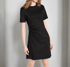black dress short sleeve knee length Knee-Length Semi-Formal Short-Sleeve Dress