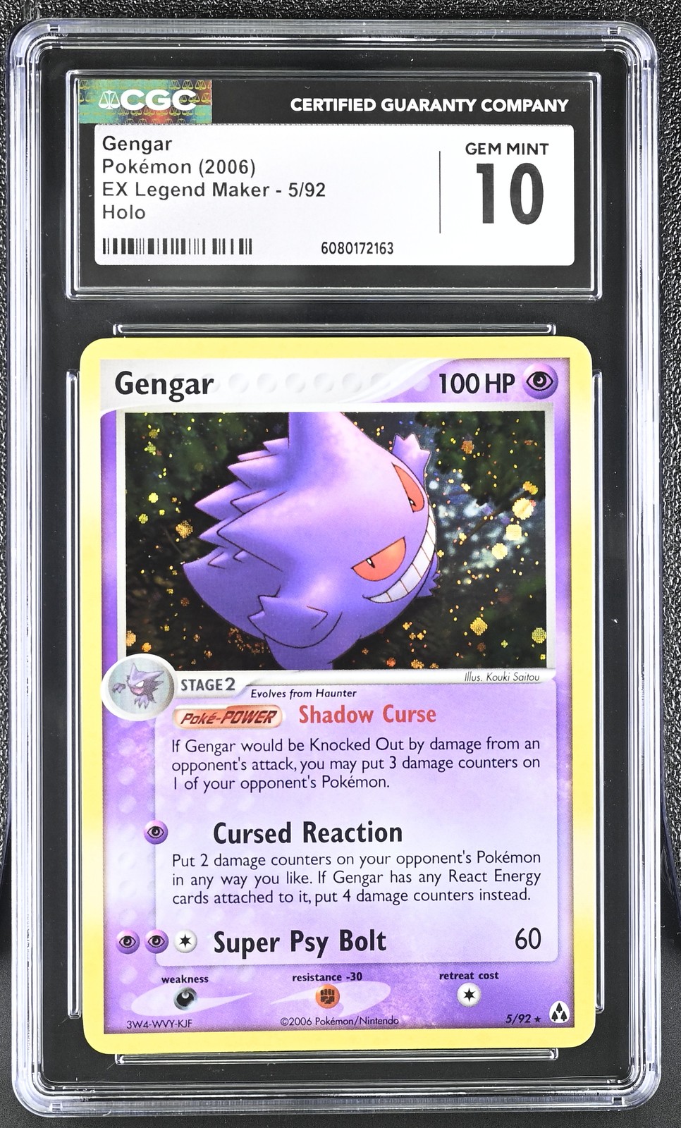 CGC 10 GEM MINT Gengar 2006 EX Legend Maker 5/92 Holo Pokemon Card