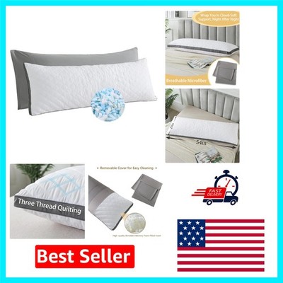 Ultimate Support 20x54 Inch White Memory Foam Body Pillow - Soft & Adjustable