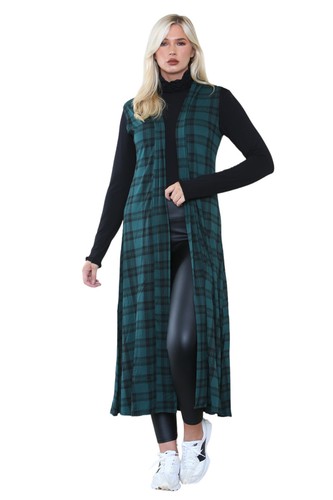 LADIES SLEEVELESS LONG MAXI CARDIGAN OPEN WOMEN BOYFRIEND MAXI CARDIGAN WASTCOAT - Picture 31 of 59