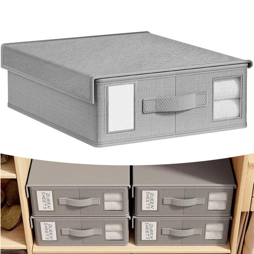 4Pcs Bed Sheet Organizers Storage Foldable Closet Organizer Bedding Storage Box - Picture 2 of 14