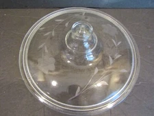PYREX Round Knobed ETCHED FLORAL Glass REPLACEMNT Vintage Lid #C-0 #623C