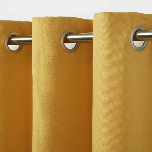 1 Pair B&Q Taowa Yellow/Mustard Plain Unlined Ring Top Eyelet Curtains 55"x102" - Picture 1 of 6