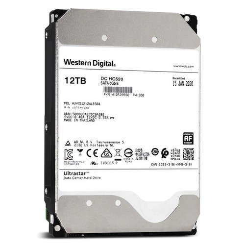 WD Ultrastar DC HC520 12TB 7.2K RPM SATA 6Gb/s 3.5" HDD HUH721212ALE604 0F29592 - Afbeelding 4 van 4