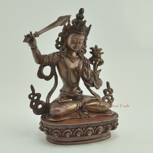 Statua in rame Manjushri/Jambiyang intagliata a mano di alta qualità da Patan, Nepal - Foto 2 di 4