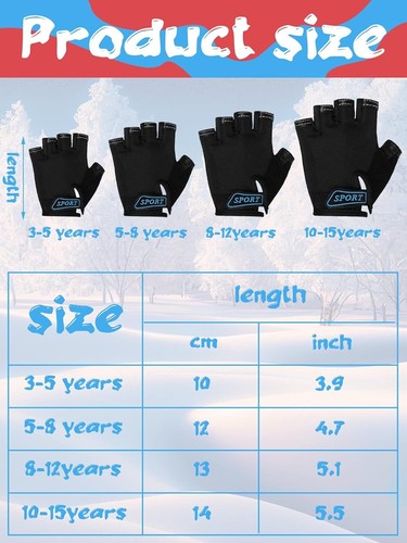 Adjustable Strap Kids Half Finger Gloves - Versatile Outdoor Activity Gear - Picture 5 of 9