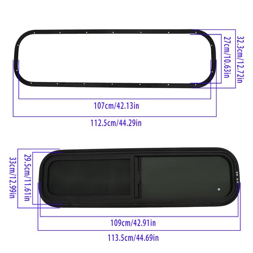 Universal 24"~48" W × 12"~22" H RV Window Horizontal Sliding Window w/ Trim Ring - Bild 34 von 42