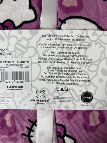 NEW Hello Kitty Pajama Sleepwear Set 3 Piece Womens 2X (18W-20W) Plus Loungewear - Picture 4 of 4