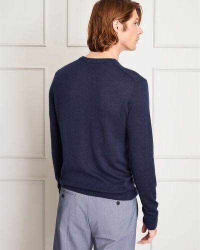 New Club Monaco Lux LP 100% Cashmere Crewneck Sweater Navy Blue Size XL $398 - Picture 3 of 4