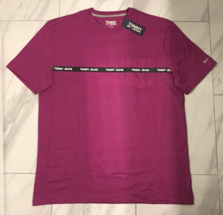 's Logo Lined T-shirt Pink Black New