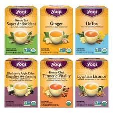 Yogi Tea Digestion Detox Variety Pack - 16 Tea Bags per Pack 6 Packs - Deto...
