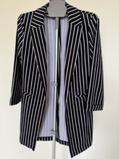 HAVE women  s black and white mid long length blazer striped jacket size small s