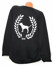 Victoria’s Secret PINK Sweatshirt Black White Pull Over Crescent Dog Logo Size S
