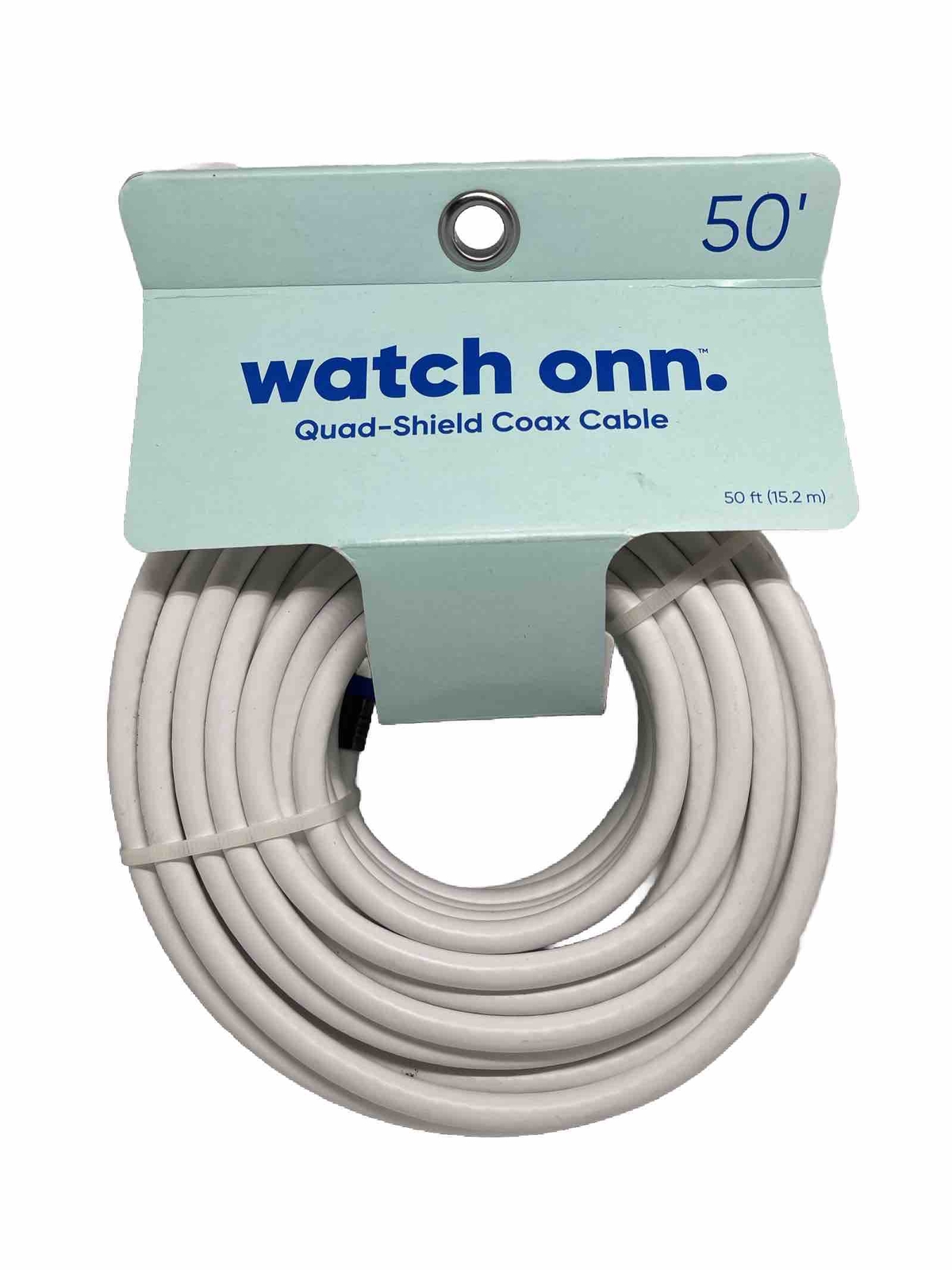 Onn 50ft Black Quad-Shield Coaxial Cable Brand New-image