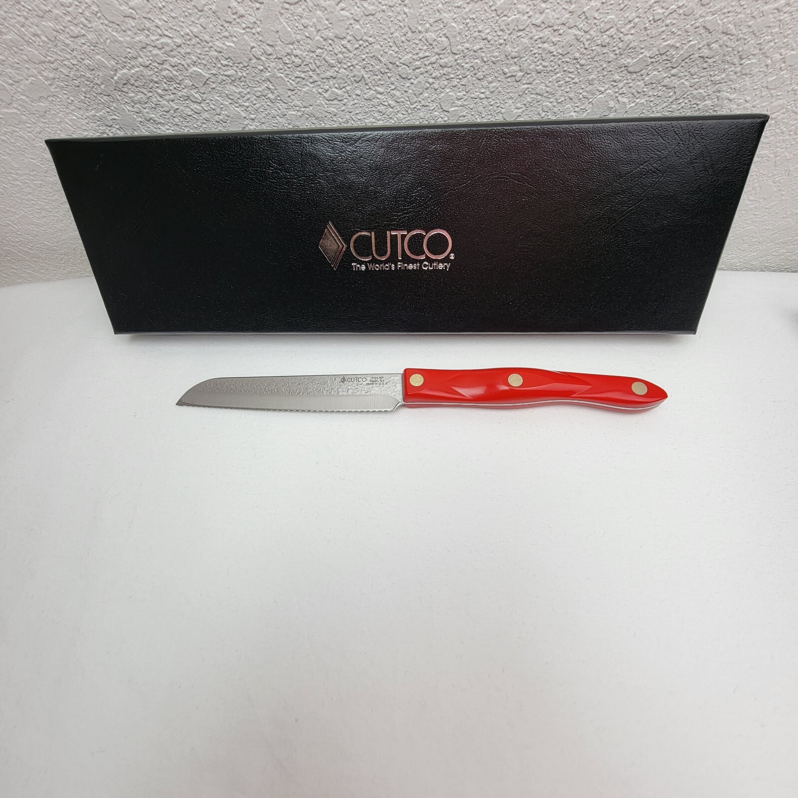 CUTCO Red Handle Santoku Knife. 3721KP *engraved* Original Box Kitchen Cutlery eBay