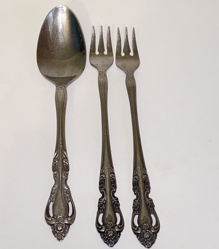 Vintage Imperial International Chalmette Stainless 2 Cocktail Forks & 1 Teaspoon