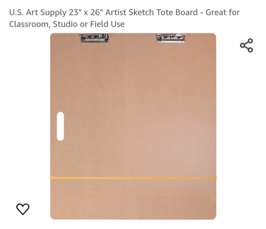 Art Supply 23" x 26" Artist Sketch Tote Board,Drawing Board with Clips