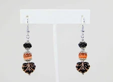 TBGC Jewelry #5014 Fall Jet Black Maple Leaf Copper Silver Nickel Free Earrings