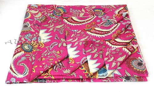 5 YD Indian Cotton Running Fabric Pink Multi Floral Printed Dressmaking Fabric - Picture 6 of 11