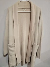 World Market Womens Open Cardigan Sweater One Size Cream Tan Pockets