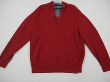 Eddie Bauer Sweater Mens XL Red 1/4 Zip Pullover Mock Neck Long Sleeve Holiday