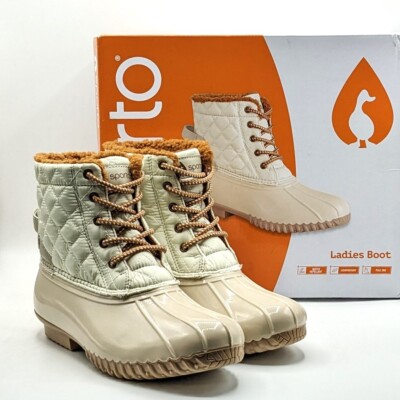 Sporto  Andie  Women s Insulated Waterproof & Repellent Duck Boot (Ivory) - NEW