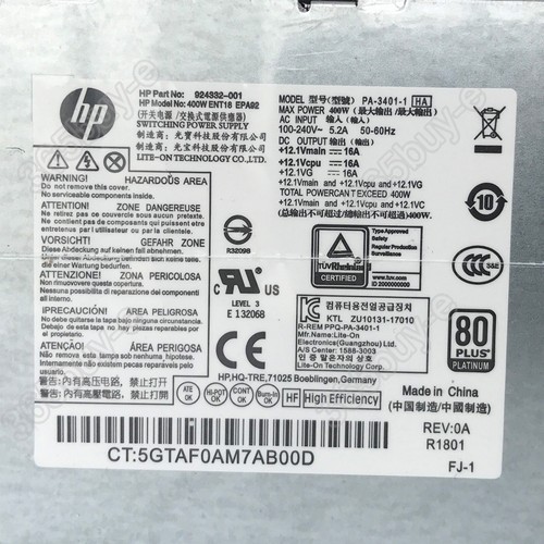 New For HP  400W 280 288 480 600 800 G3 G4 Power Supply PA-3401-1HA 942332-001 - Picture 4 of 9