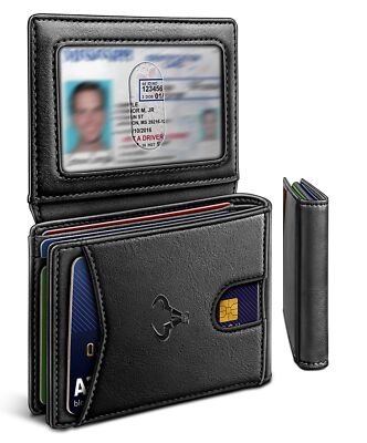 Men Wallets, Slim Leather Wallets Front Pocket Card Holder Gift For Men 11 Slots