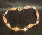 Freshwater Pearl Bead Tennis Link Bracelet Nice Vintage 12 kt Yellow Gold-Filled