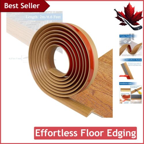 Wood Grain Light Brown Floor Transition Strip - Self Adhesive PVC Threshold Trim - Picture 1 of 9