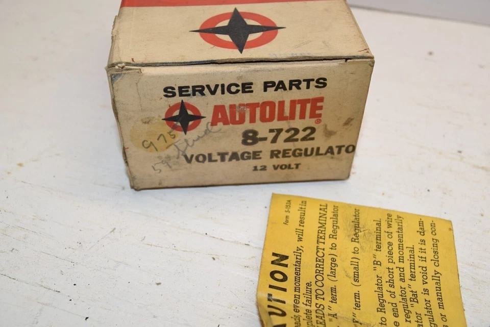 Nuevo de Lote Antiguo Auto-lite 8-722 12 voltios regulador de voltaje - 1959 Studebaker - C9 Foto 2 de 4