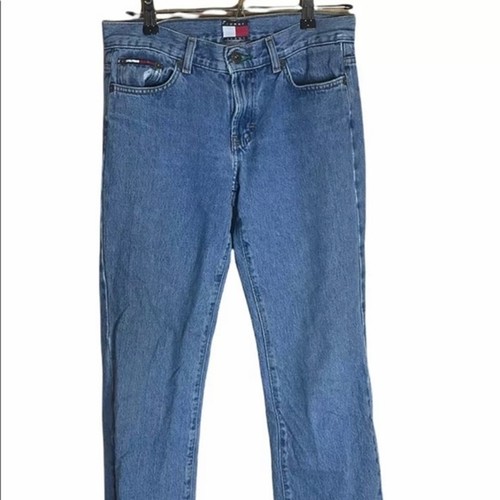 Vtg Vintage Tommy Hilfiger Blue Jeans Denim Flag Logo Hipster Flare Mom Size 9 - 第 2/12 張圖片