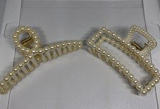 Set Of Two Large Pearl Hair Claws/ Clips