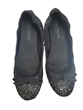 Alice and Olivia for Payless Black Glitter Ballet Flat Shoes Size 9 