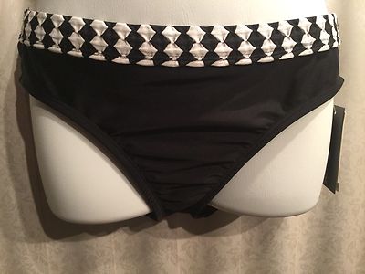 Kenneth Cole Reaction Womens Black Mid Scoop Swimsuit Bottoms Small $46 R53978