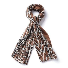J FRANCIS Scarf Cotton and Linen  35  X 70 in  Brown Leopard Pattern